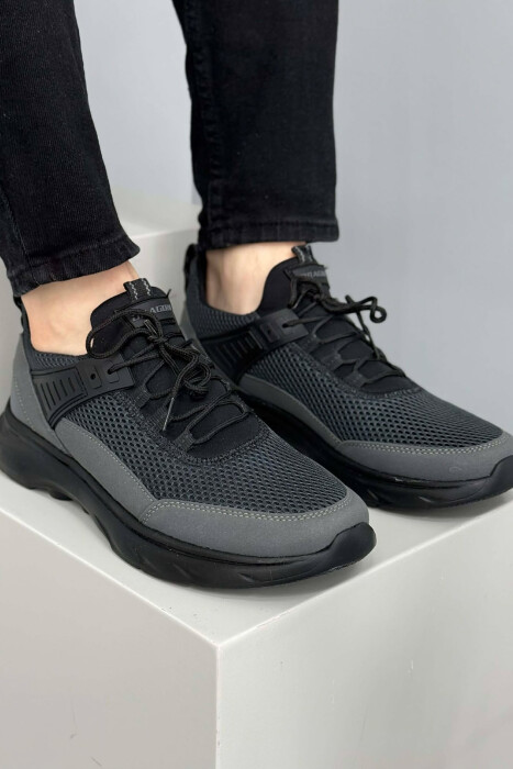 ONE COLOR LACING PLATFORM MEN SNEAKERS DARK GREY/GEE - KLAUDIO FASHION