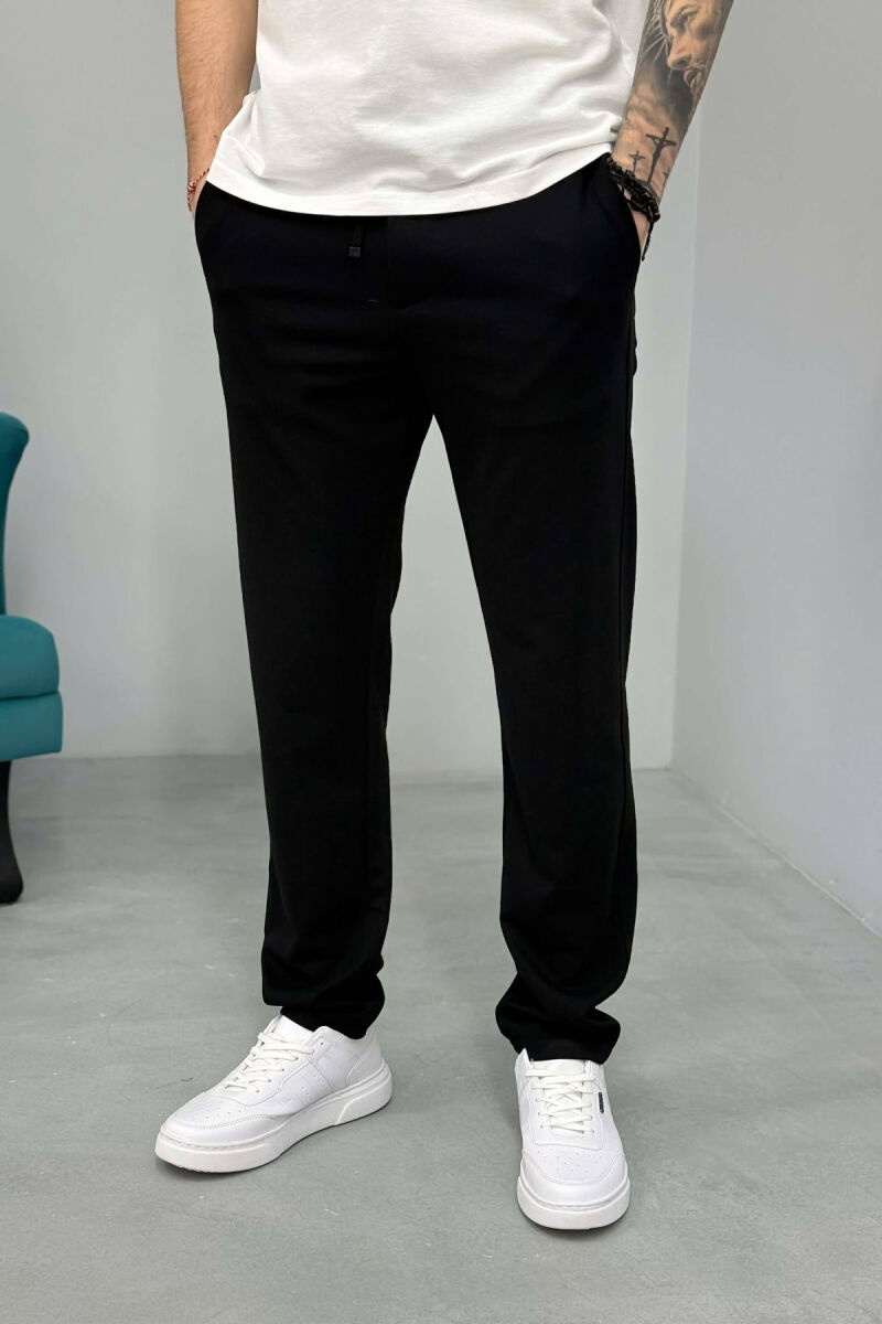 ONE COLOR LACING SEMI ELASTIC WAIST MEN PANTS BLACK/ E ZEZE - 5