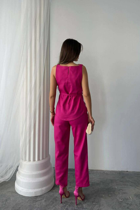 ONE COLOR LACING VEST+TROUSERS WOMEN SET FUCHSIA/CIKLAMI - 2