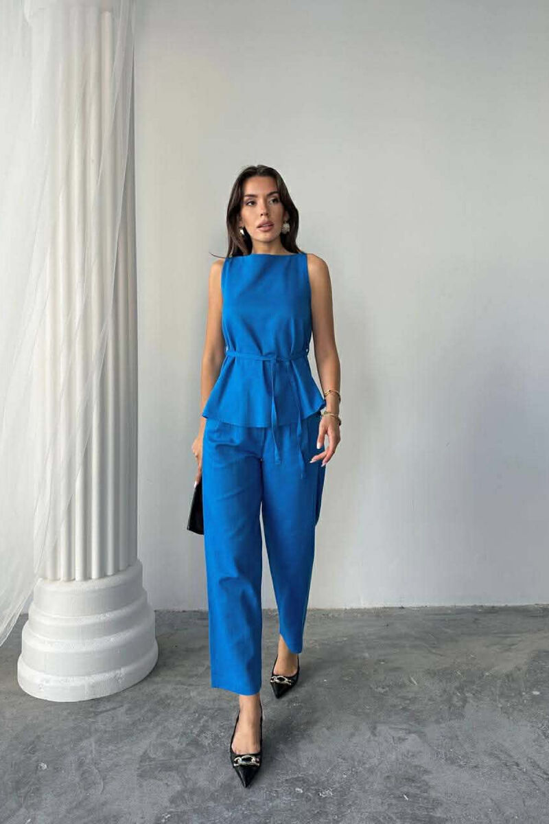 ONE COLOR LACING VEST+TROUSERS WOMEN SET LIGHT BLUE-LIGHT BLUE/BZ-BZ - 3