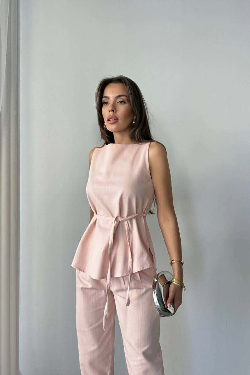 ONE COLOR LACING VEST+TROUSERS WOMEN SET POWDER/PUDER - 4