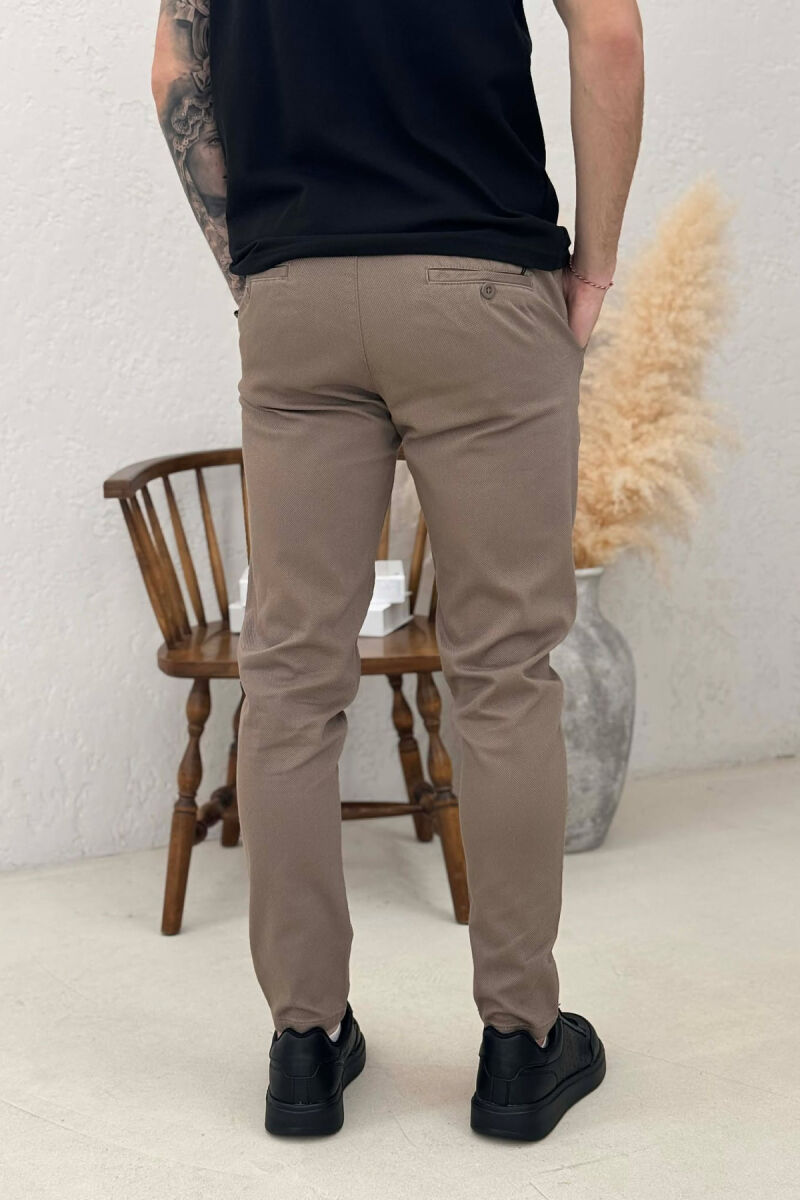 ONE COLOR LACING WAIST MEN PANTS BEIGE/BEZHE - 4