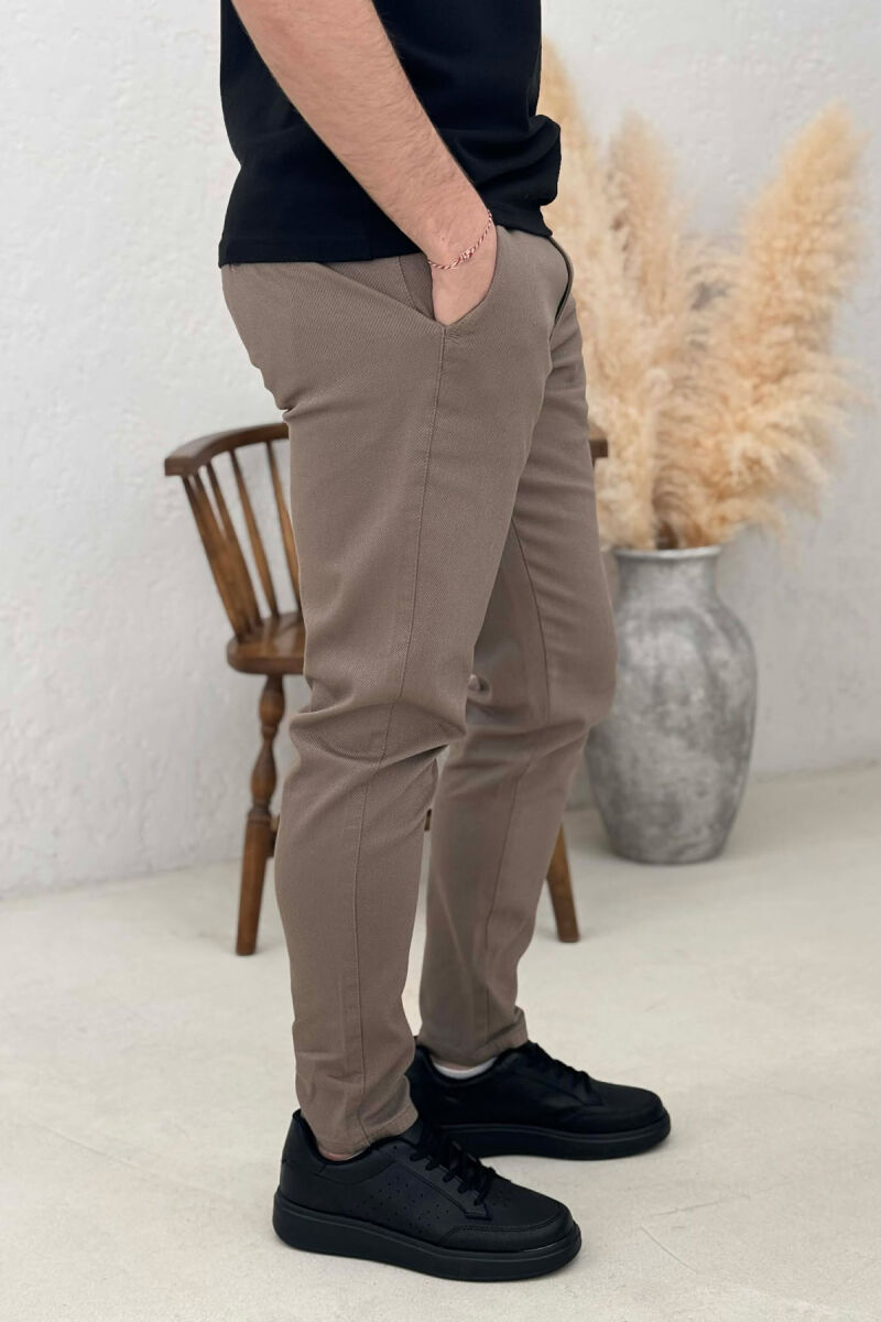 ONE COLOR LACING WAIST MEN PANTS BEIGE/BEZHE - 5
