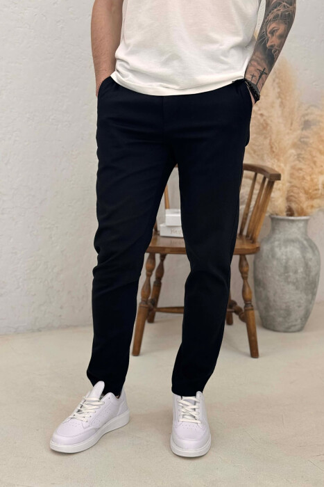 ONE COLOR LACING WAIST MEN PANTS BLACK/ E ZEZE - 3