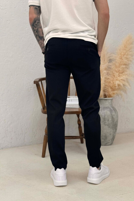 ONE COLOR LACING WAIST MEN PANTS BLACK/ E ZEZE - 4