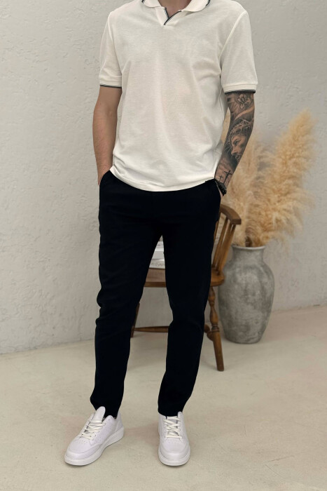 ONE COLOR LACING WAIST MEN PANTS BLACK/ E ZEZE 