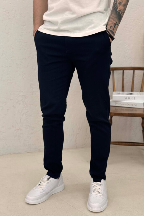 ONE COLOR LACING WAIST MEN PANTS BLUE/BLU - 2