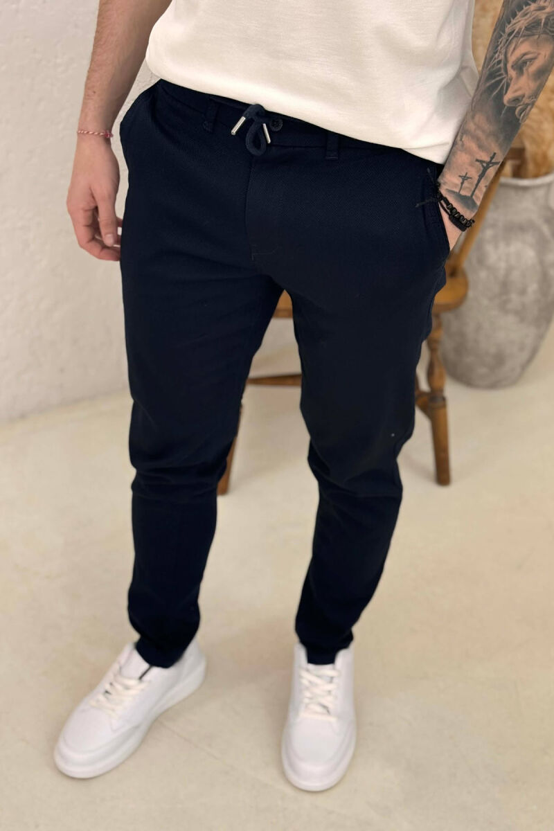 ONE COLOR LACING WAIST MEN PANTS BLUE/BLU - 5