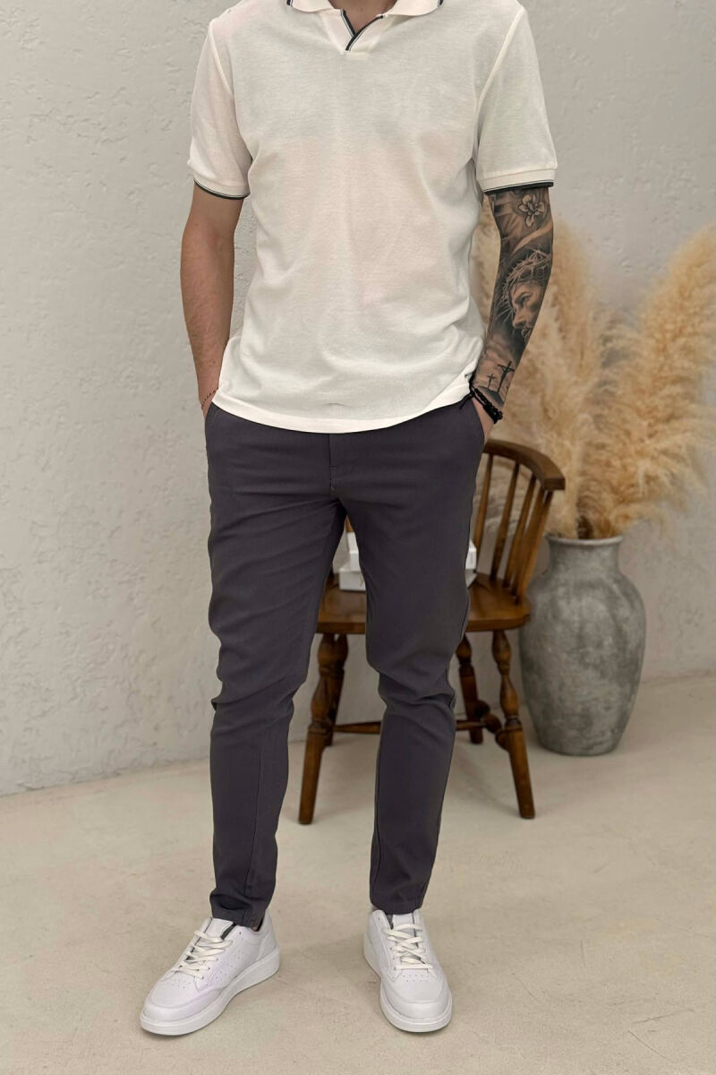 ONE COLOR LACING WAIST MEN PANTS GREY/GRI - 1