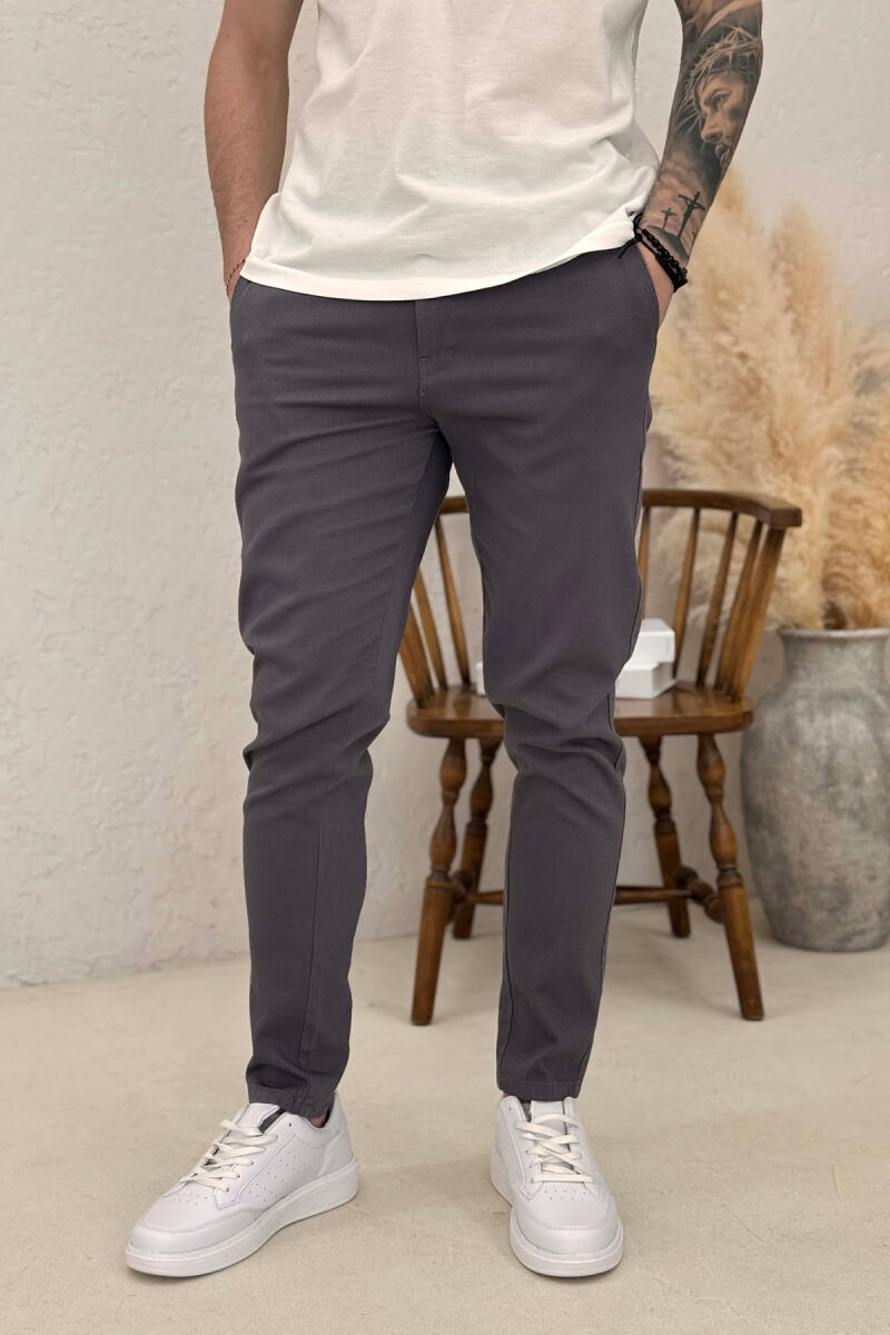 ONE COLOR LACING WAIST MEN PANTS GREY/GRI - 2