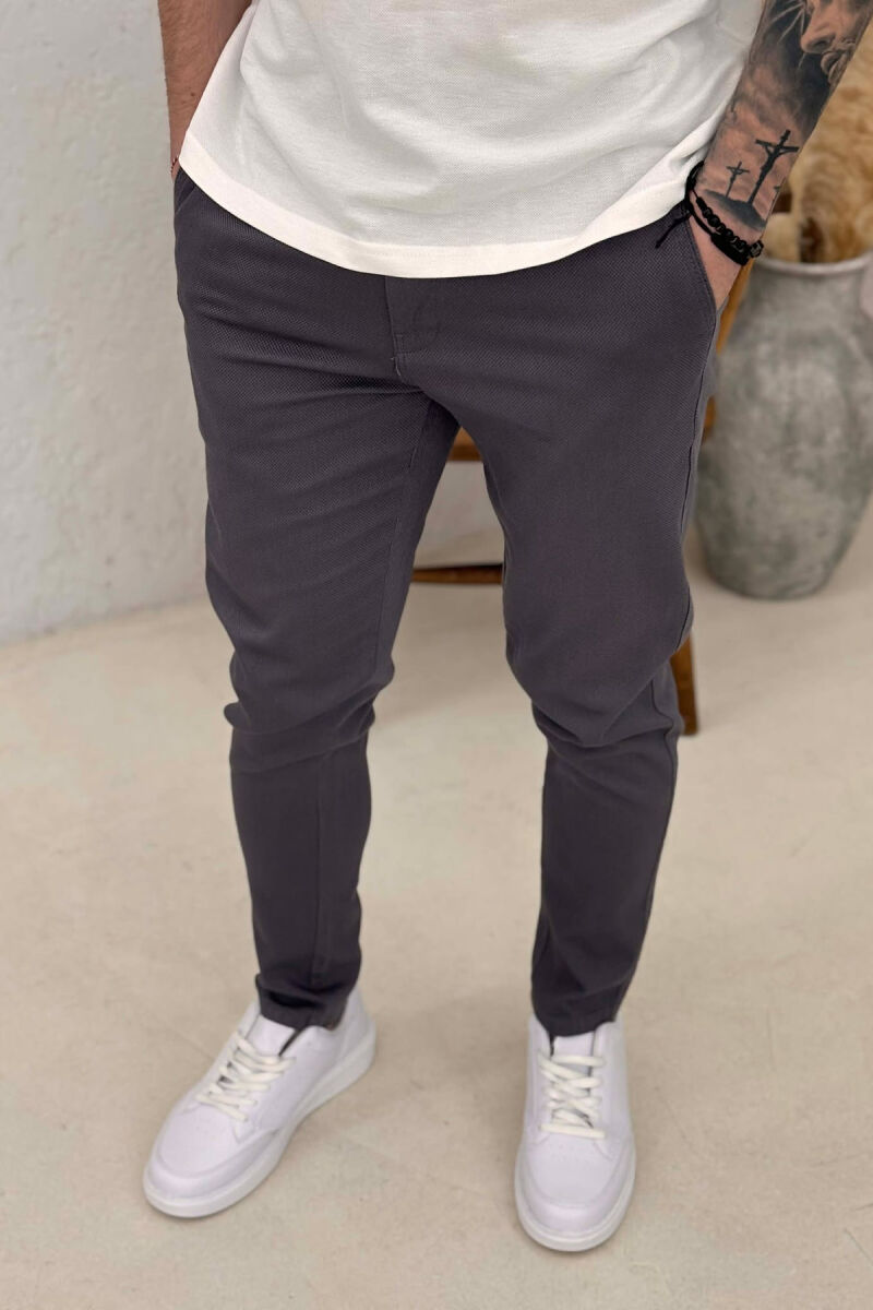 ONE COLOR LACING WAIST MEN PANTS GREY/GRI - 4