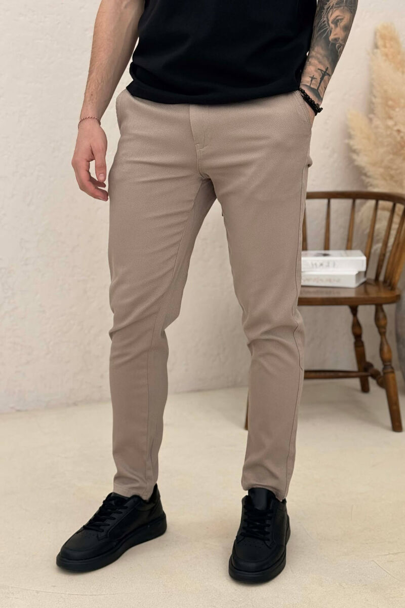 ONE COLOR LACING WAIST MEN PANTS LIGHT BEIGE/BZHZB - 3