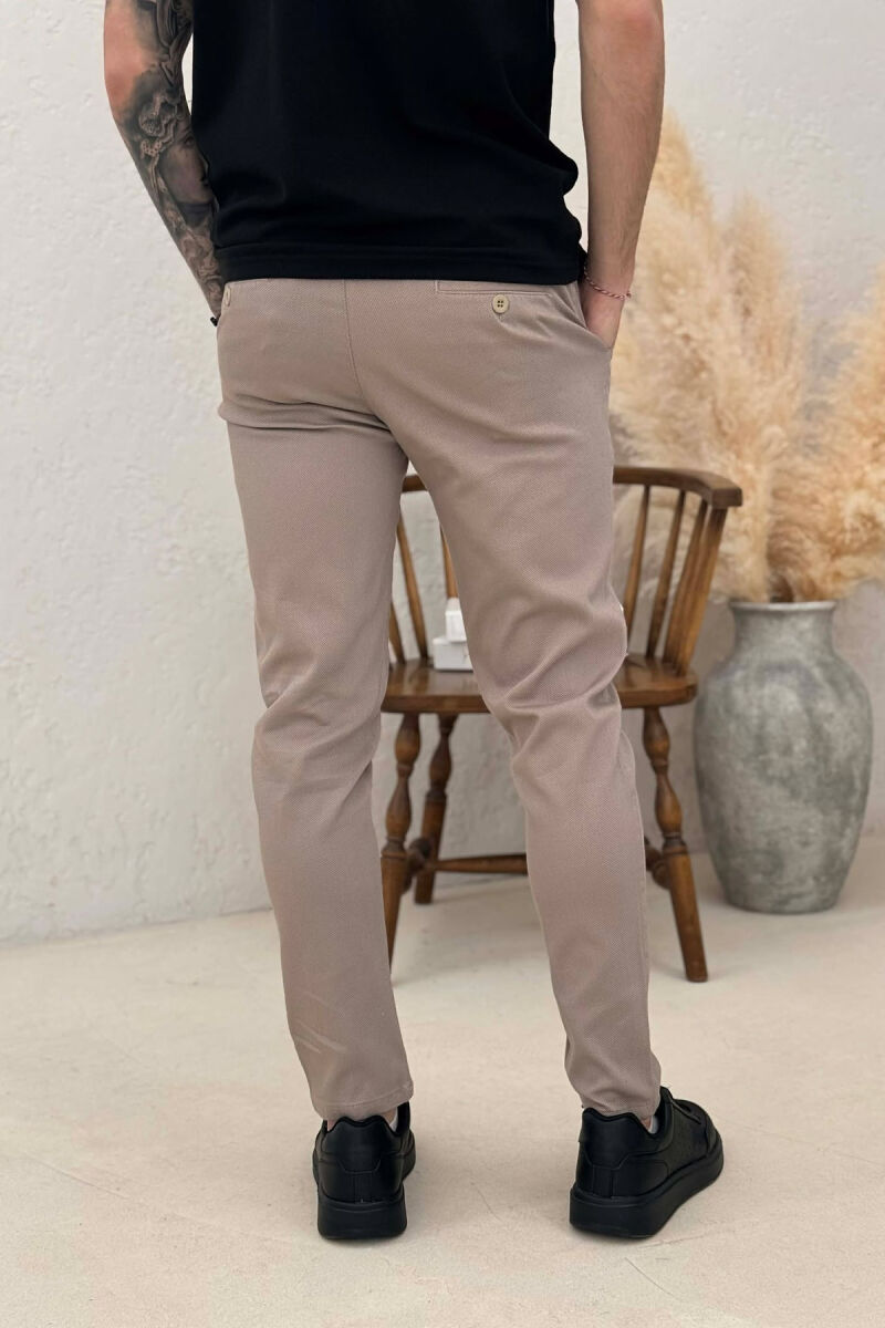 ONE COLOR LACING WAIST MEN PANTS LIGHT BEIGE/BZHZB - 4