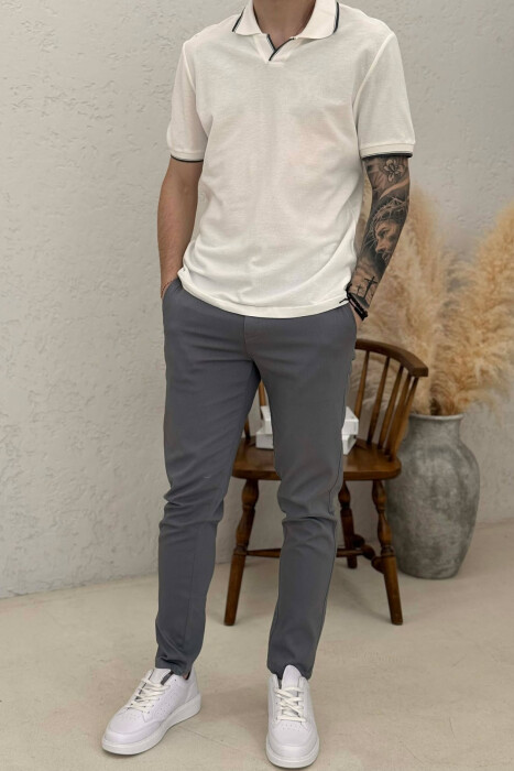 ONE COLOR LACING WAIST MEN PANTS LIGHT GREY/GZ 