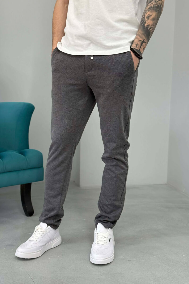 ONE COLOR LACING WAIST SIMPLE MEN PANTS DARK GREY/GEE - 1