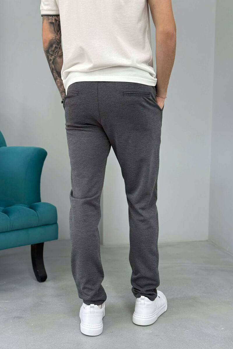 ONE COLOR LACING WAIST SIMPLE MEN PANTS DARK GREY/GEE - 5