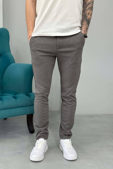 ONE COLOR LACING WAIST SIMPLE MEN PANTS GREY/GRI - 1