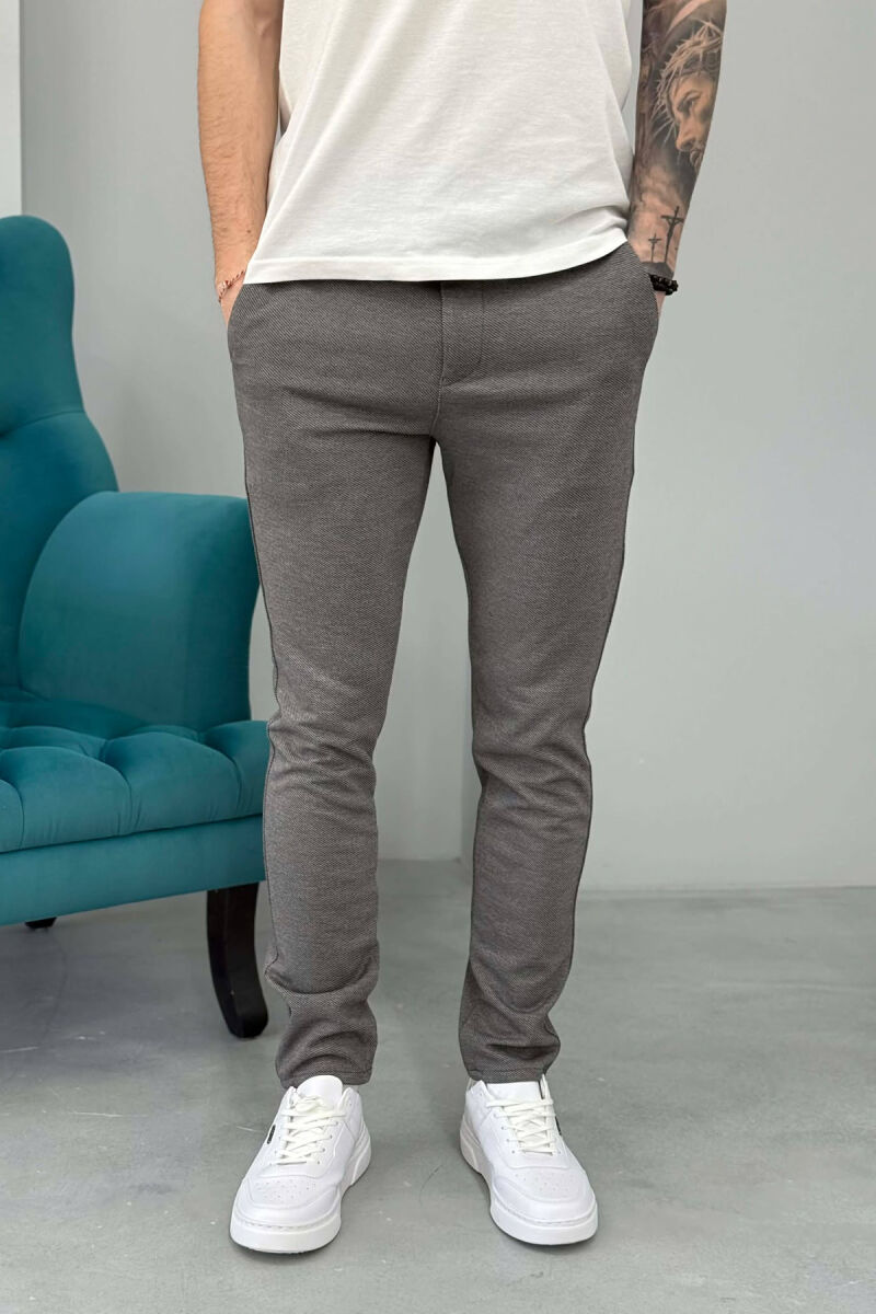 ONE COLOR LACING WAIST SIMPLE MEN PANTS GREY/GRI - 1