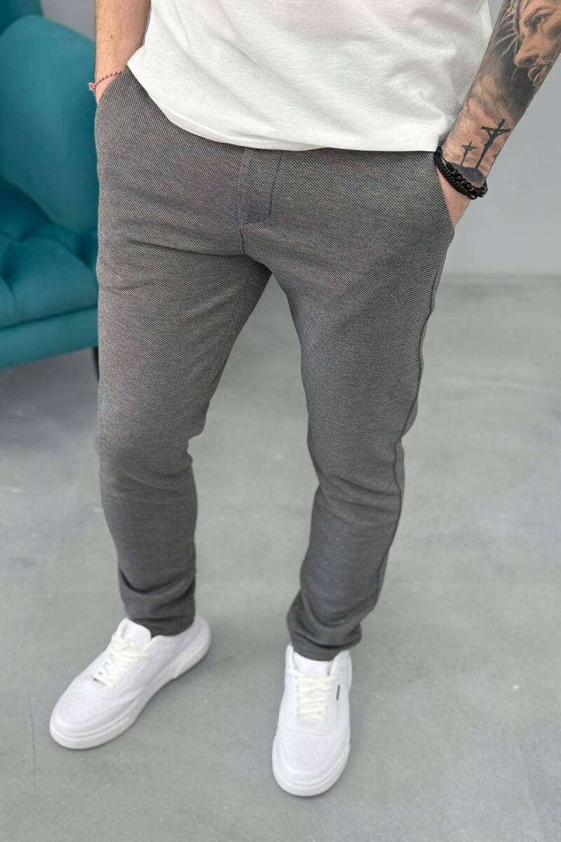 ONE COLOR LACING WAIST SIMPLE MEN PANTS GREY/GRI - 2