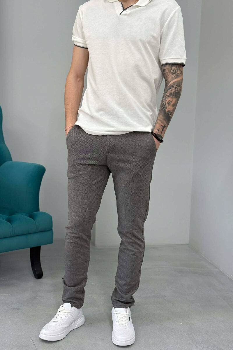 ONE COLOR LACING WAIST SIMPLE MEN PANTS GREY/GRI - 3