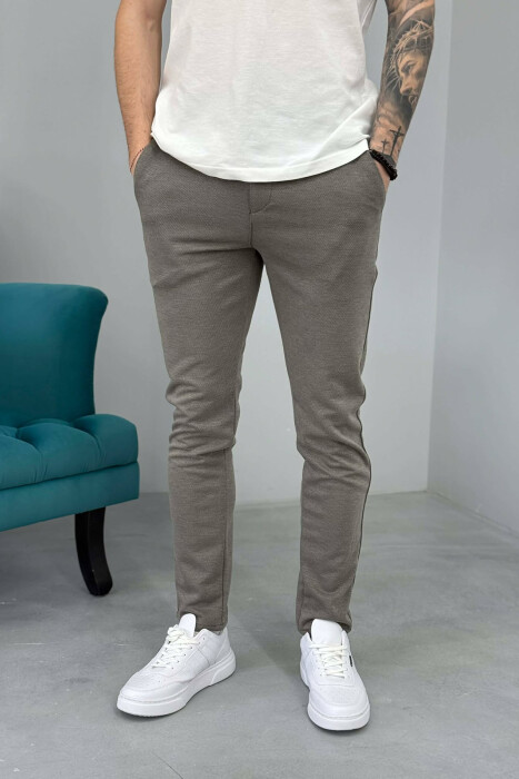 ONE COLOR LACING WAIST SIMPLE MEN PANTS OLIVE/ULLI - 1