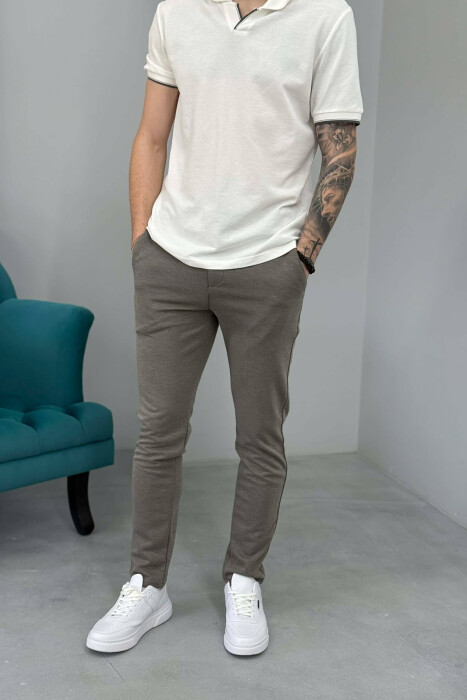 ONE COLOR LACING WAIST SIMPLE MEN PANTS OLIVE/ULLI - 2