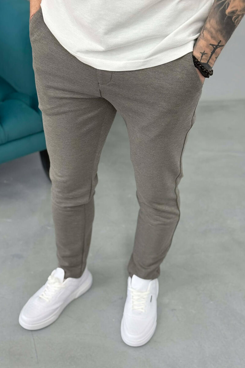 ONE COLOR LACING WAIST SIMPLE MEN PANTS OLIVE/ULLI - 4