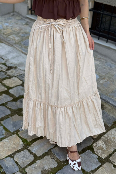 ONE COLOR LACING WAIST WOMAN SKIRT BEIGE/BEZHE - 