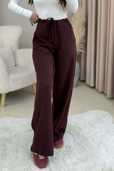 ONE COLOR LACING WAIST WOMEN TROUSERS DARK BURGUNDY/VISHNJE E ERRET 