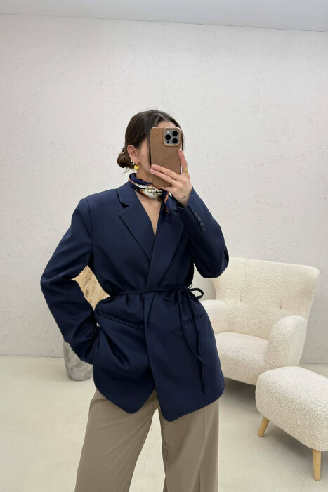 ONE COLOR LACING WOMEN JACKET BLUE/BLU - KLAUDIO FASHION