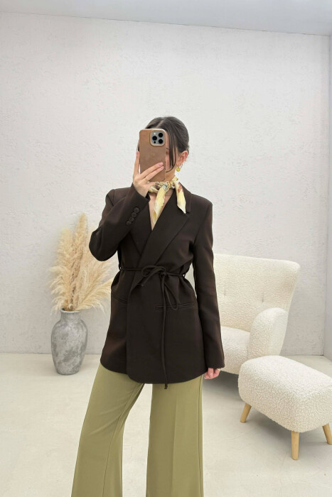 ONE COLOR LACING WOMEN JACKET BROWN/KAFE - 1