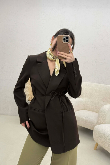 ONE COLOR LACING WOMEN JACKET BROWN/KAFE - 3