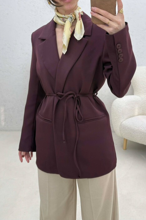 ONE COLOR LACING WOMEN JACKET DARK BURGUNDY/VISHNJE E ERRET - 3