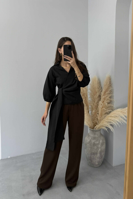 ONE COLOR LACING WOMEN SHIRT BLACK/ E ZEZE 