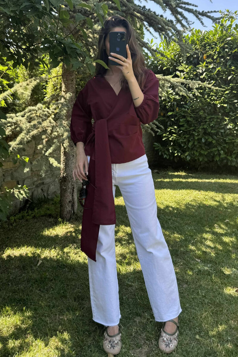 ONE COLOR LACING WOMEN SHIRT BURGUNDY/VISHNJE - 2