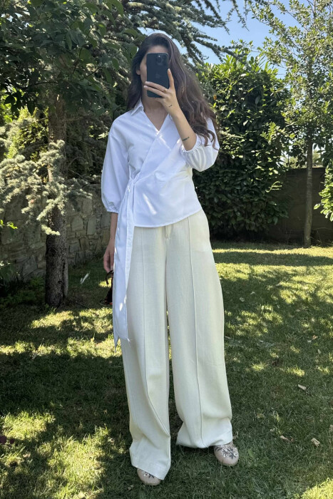 ONE COLOR LACING WOMEN SHIRT WHITE-E BARDHE 