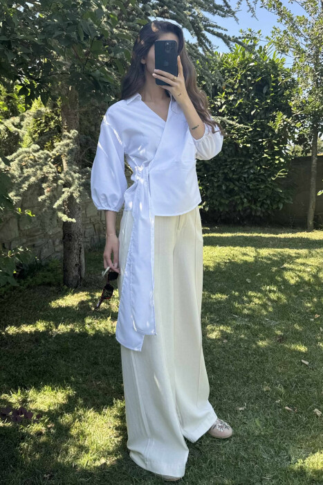 ONE COLOR LACING WOMEN SHIRT WHITE-E BARDHE - 2