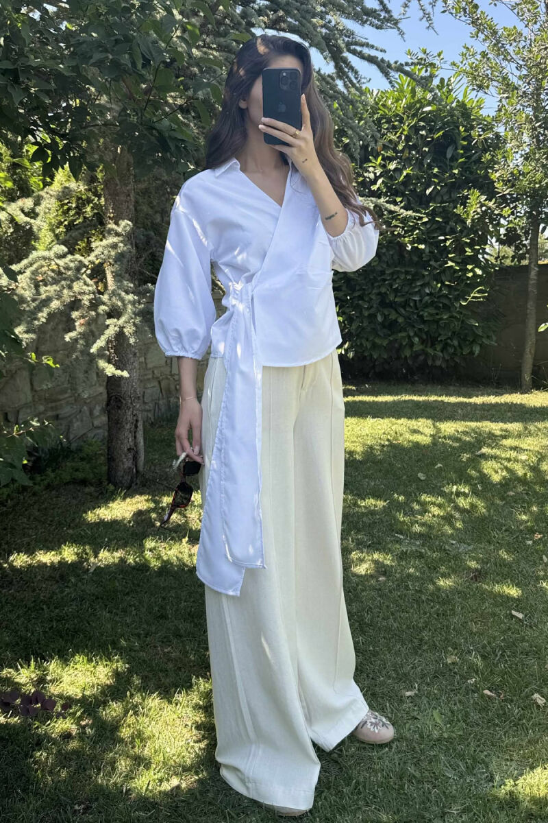 ONE COLOR LACING WOMEN SHIRT WHITE-E BARDHE - 2