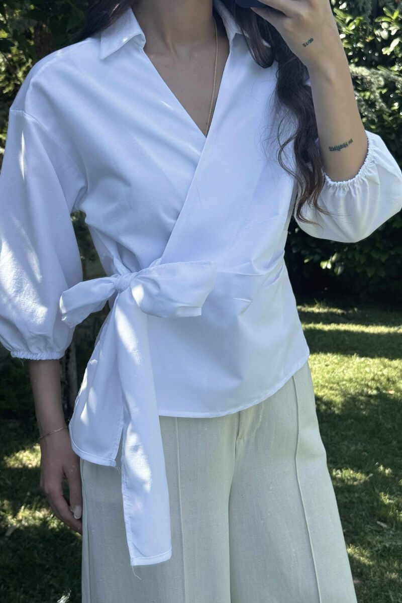 ONE COLOR LACING WOMEN SHIRT WHITE-E BARDHE - 5