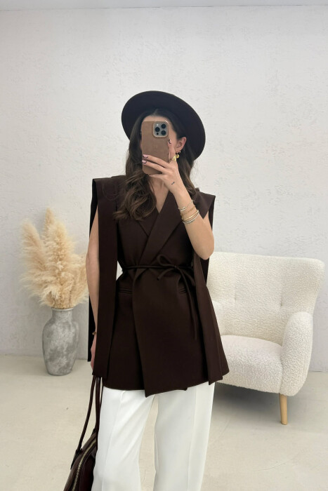 JELEK NJE NGJYRESH ME LIDHESE PER FEMRA NE NGJYRE KAFE - KLAUDIO FASHION