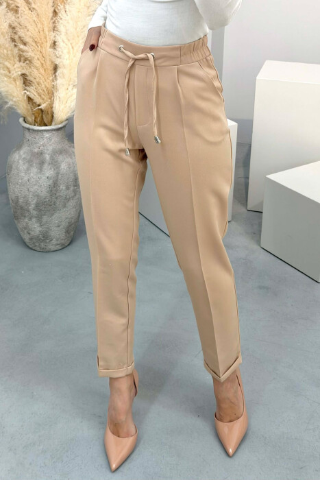 ONE COLOR LACINGS WOMAN TROUSERS BEIGE/BEZHE 