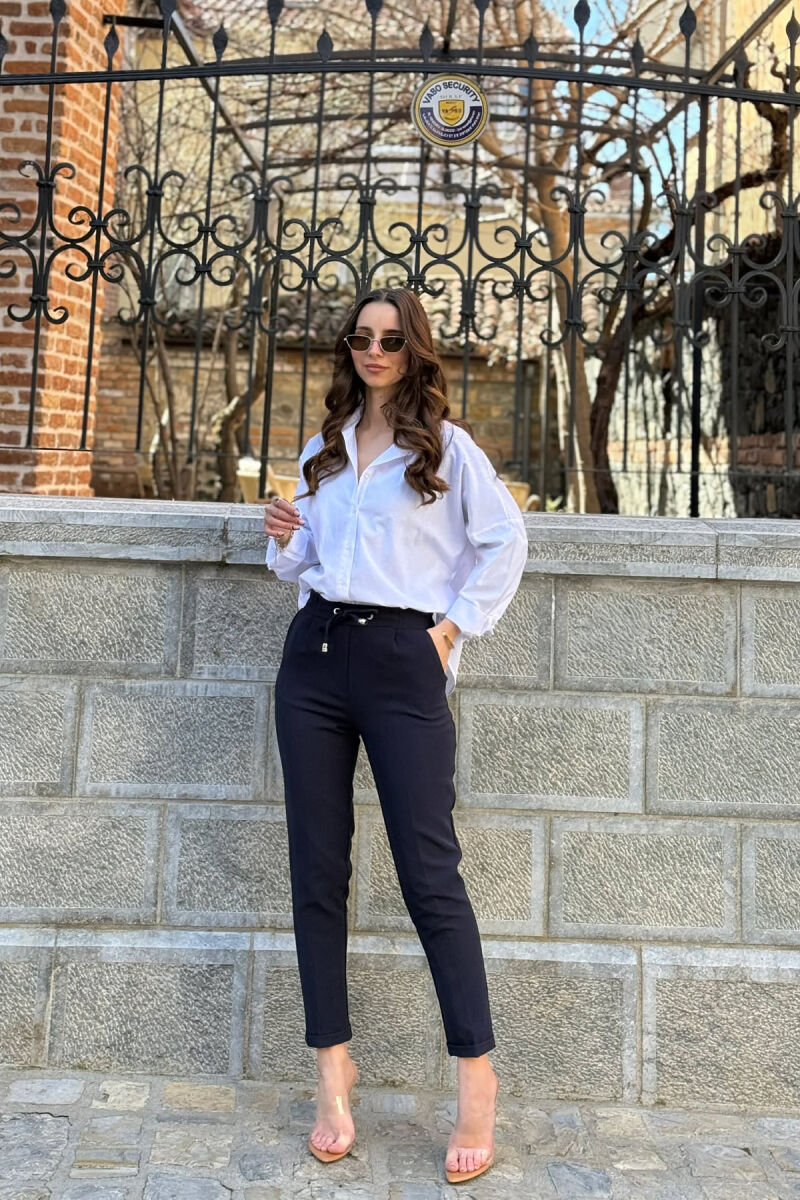 ONE COLOR LACINGS WOMAN TROUSERS BLUE/BLU - 1