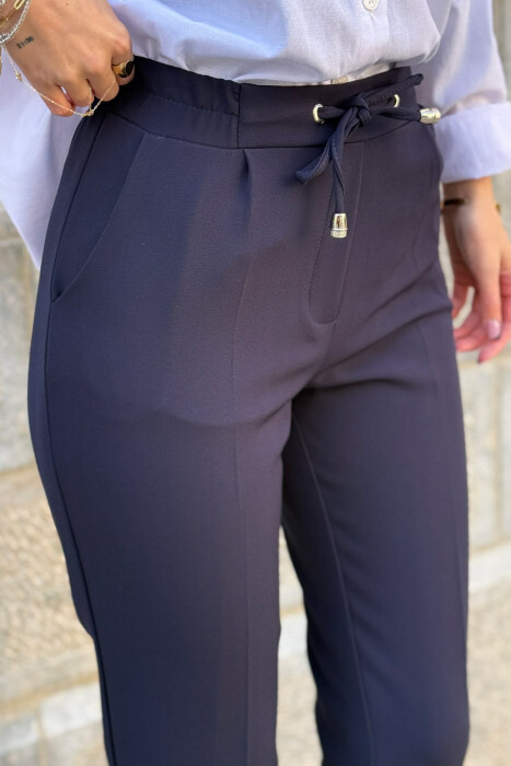 ONE COLOR LACINGS WOMAN TROUSERS BLUE/BLU - 4