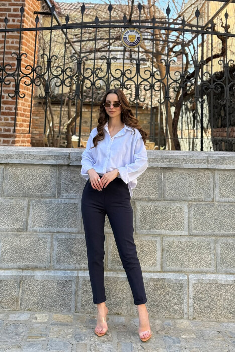 ONE COLOR LACINGS WOMAN TROUSERS BLUE/BLU - 5