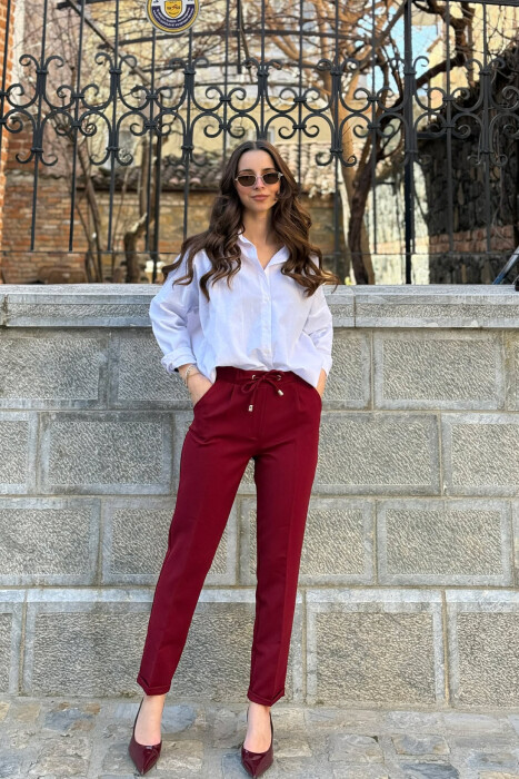 ONE COLOR LACINGS WOMAN TROUSERS BURGUNDY/VISHNJE 