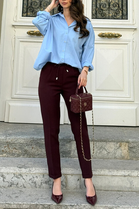 ONE COLOR LACINGS WOMAN TROUSERS DARK BURGUNDY/VISHNJE E ERRET 