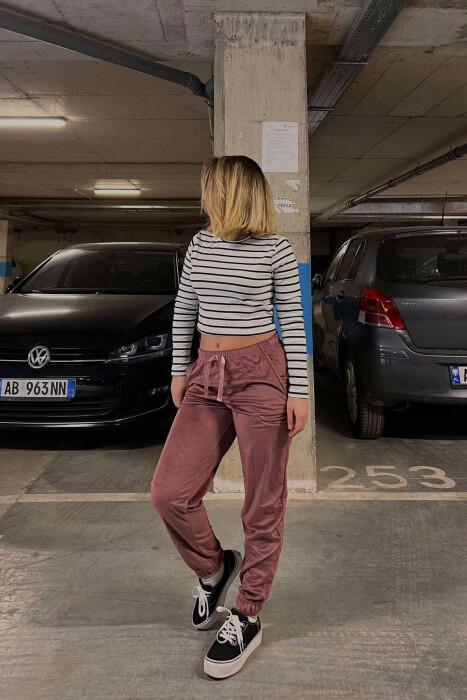 ONE COLOR LACINGS WOMEN JOGGERS VINEGAR/UTHULL - KLAUDIO FASHION