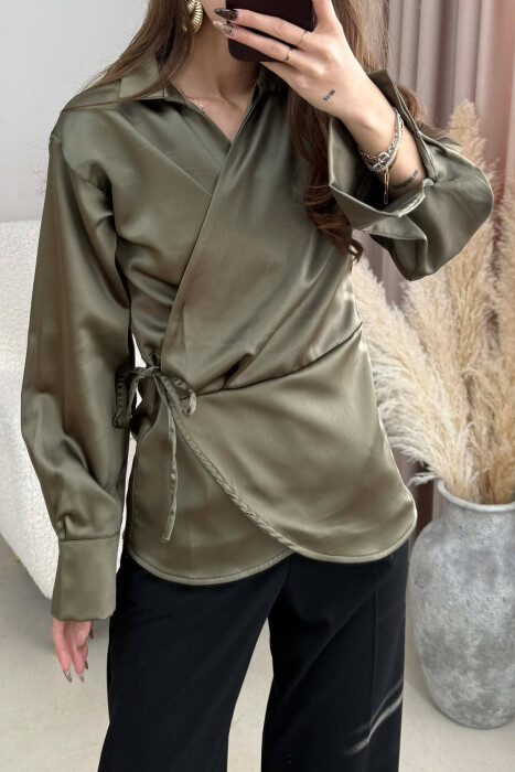 KËMISHË NJË NGJYRËSHE ME LIDHËSE PËR FEMRA NË NGJYRË ULLI - KLAUDIO FASHION