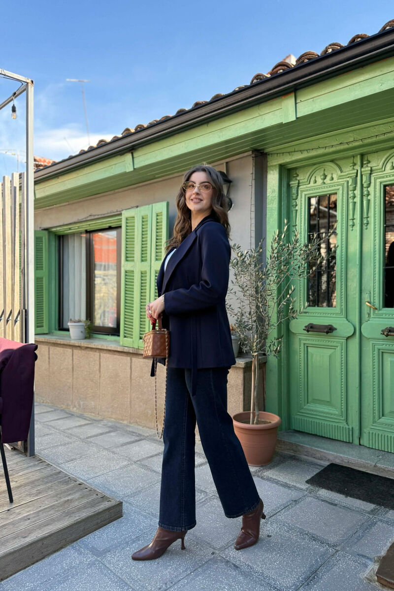 ONE COLOR LACING WAIST WOMAN JACKET BLUE/BLU - 4