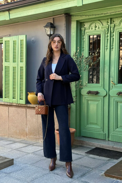 ONE COLOR LACING WAIST WOMAN JACKET BLUE/BLU - 5